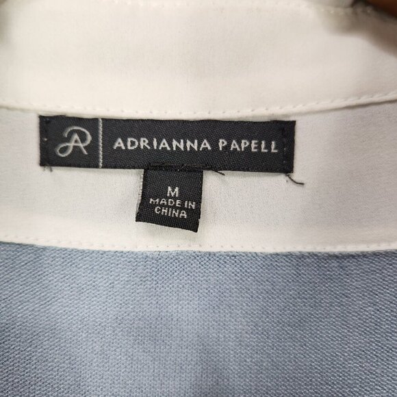 Adrianna Papell Twofer Sweater Shirt Women's M Light Blue White Collared - Picture 7 of 8